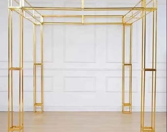 Gold Wedding Arch: Ceremony Backdrop Frame (8ft x 8ft)