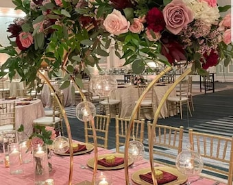 Gold Wedding Arch: Floral Stand Centerpiece, Party Table Decor