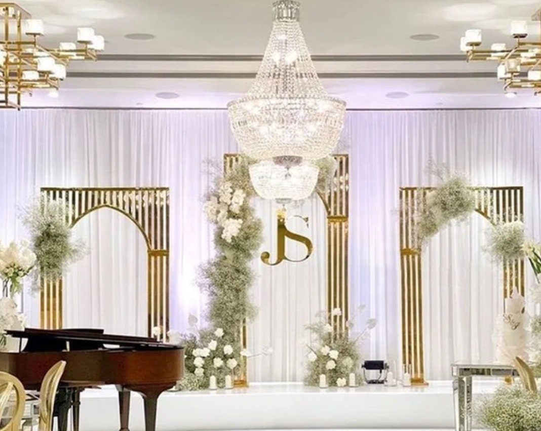 Gold metal Wedding Arch Backdrop Decor Balloon Arch Ceremony Arch Background Frame Backdrop Bridal Shower Decoration