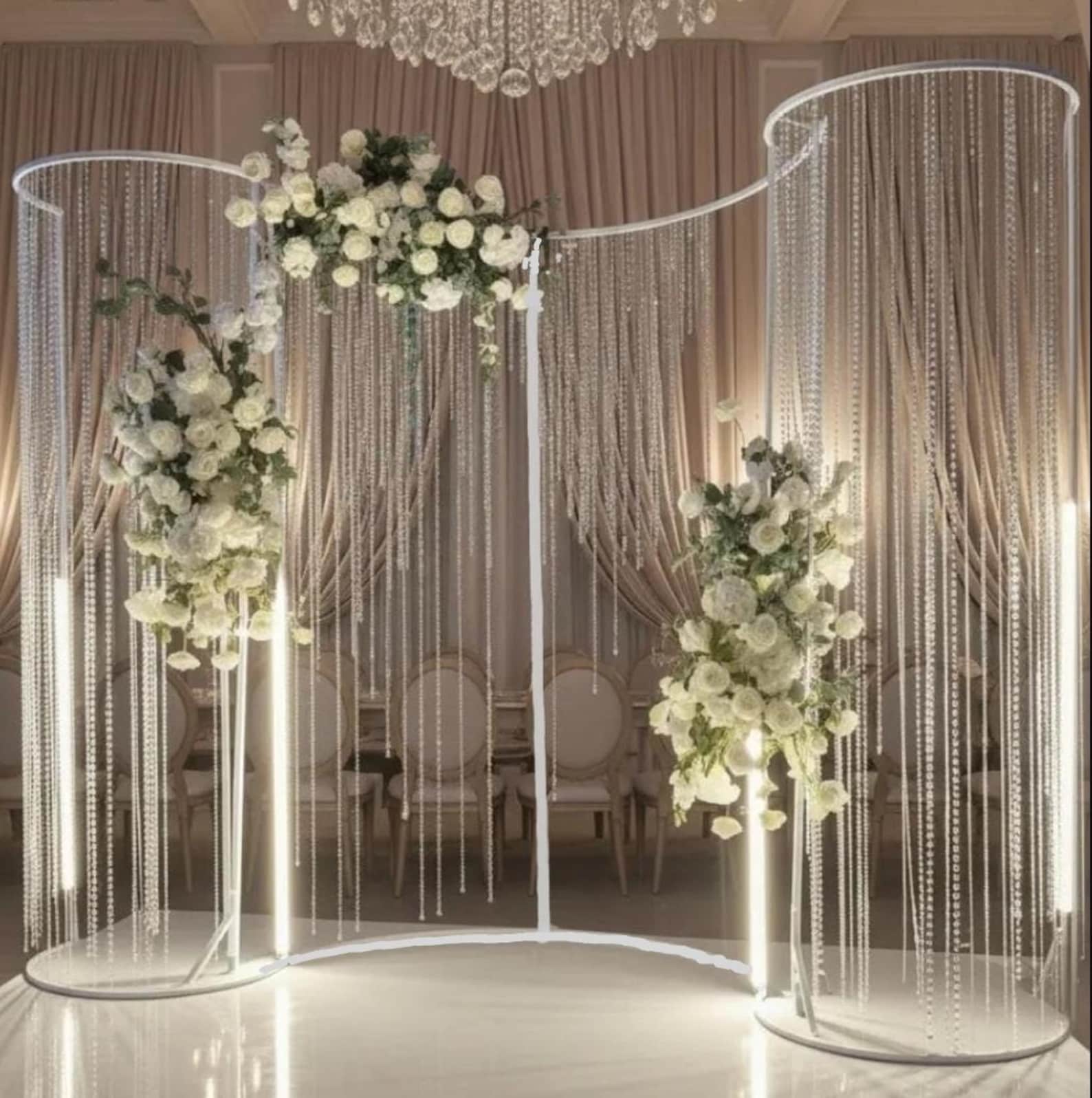 S-shape Wedding Backdrop: Metal Frame With Crystal Beads, 7.2x8 Ft - Etsy