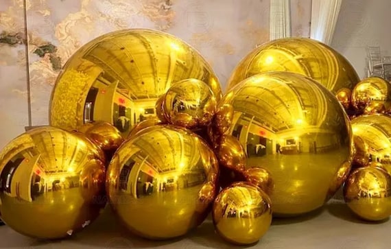 Giant Inflatable mirror balls Reusable huge round metallic balloon orbs. Pump sold separately.