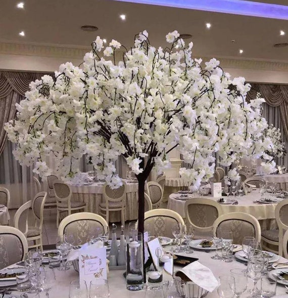 Full Lush Detachable Tree Cherry Blossom Tree Artificial Tree Fake Flowers Wedding  Centerpiece Table Wedding Table Decor 