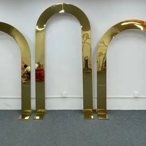 Shiny Gold Rounded Wedding Arch Backdrop Decor Balloon Arch Ceremony Arch Mirror Background Frame Backdrop Bridal Shower Decoration.