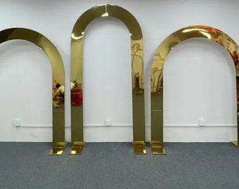 Shiny Gold Wedding Arch: Ceremony Backdrop Decor