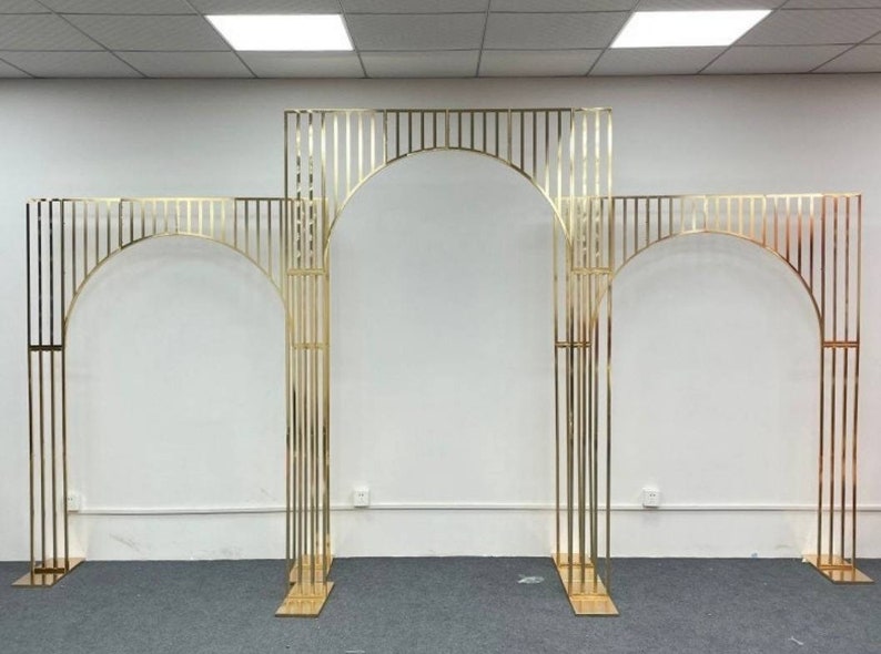 Gold Metal Wedding Arch Backdrop Decor Balloon Arch Ceremony Arch