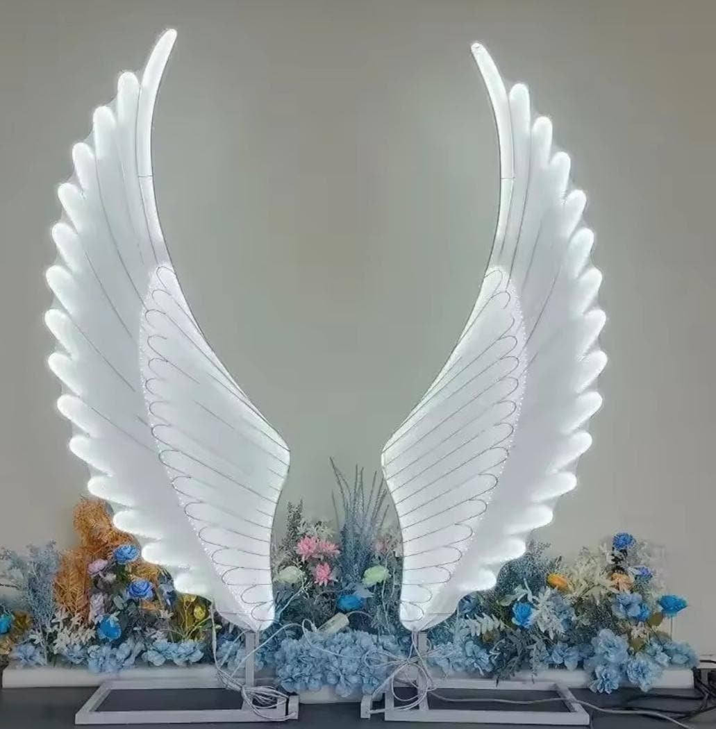 PAIR ANGEL WINGS Wedding Stage Metal Luminous Led Decorative Lights ...