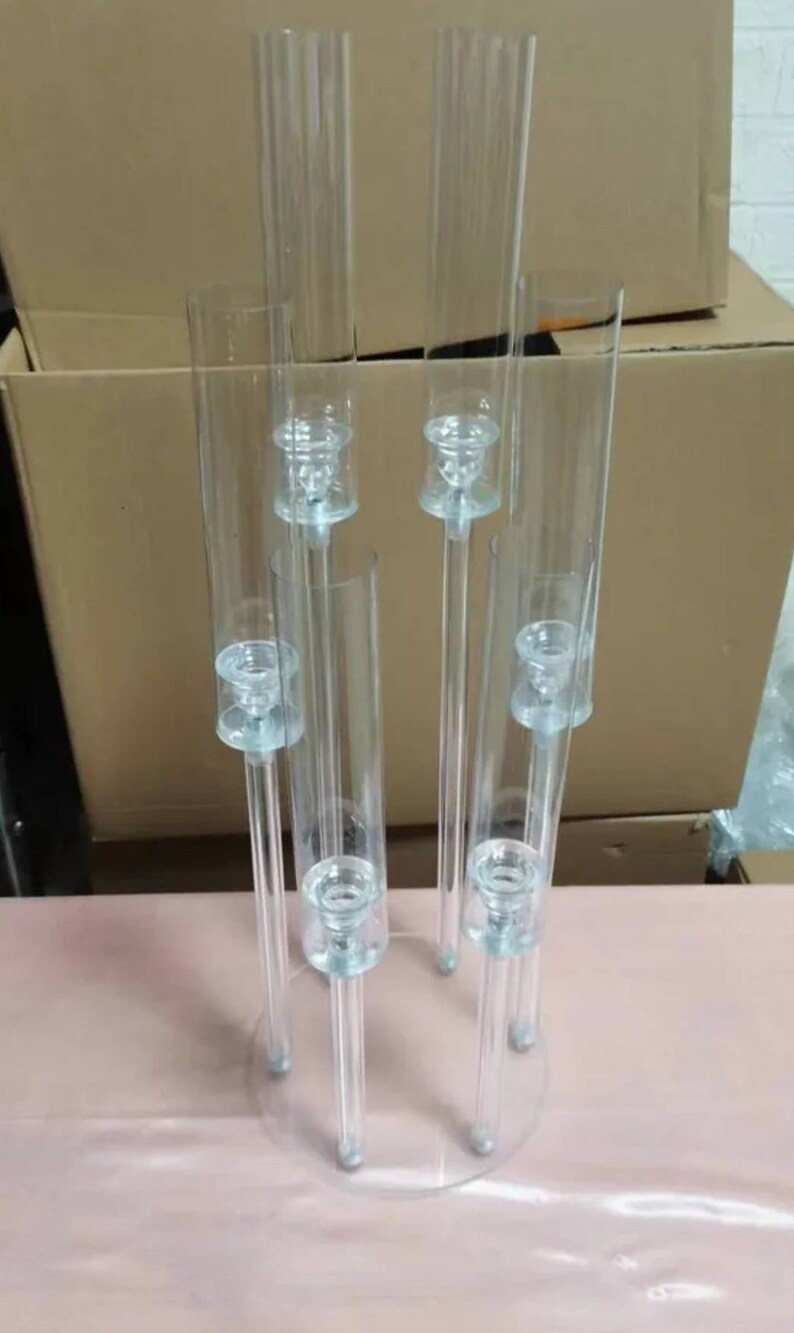 Acrylic Centerpiece Candelabra Clear Candle Holder Acrylic Etsy