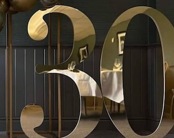 Custom Large Mirror Acrylic Number: 3.6ft Marquee Party Decor. All number and letters.