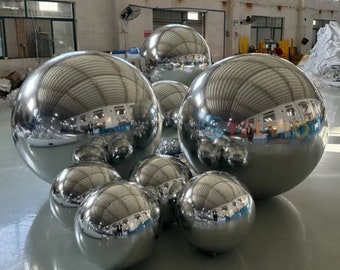 Giant Inflatable mirror balls Reusable huge round metallic balloon orbs. Pump sold separately.