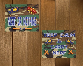 Fun Dart Gun / Camo PARTY SIGNS decoration in Hi-Res JPEG Format.