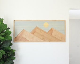 Wood Wall Art, Earth Toned Wall Art for Boho Home Decor Cozy Home Desert Landscape Decor