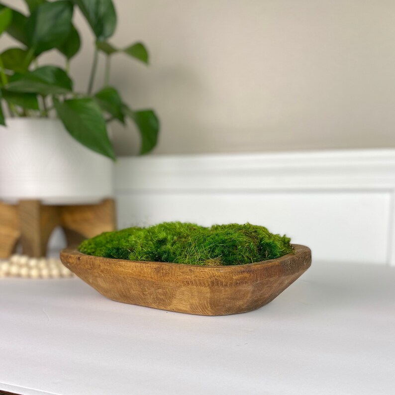 Dough Bowl Moss Centerpiece Coffee Table Decor Home Office Etsy