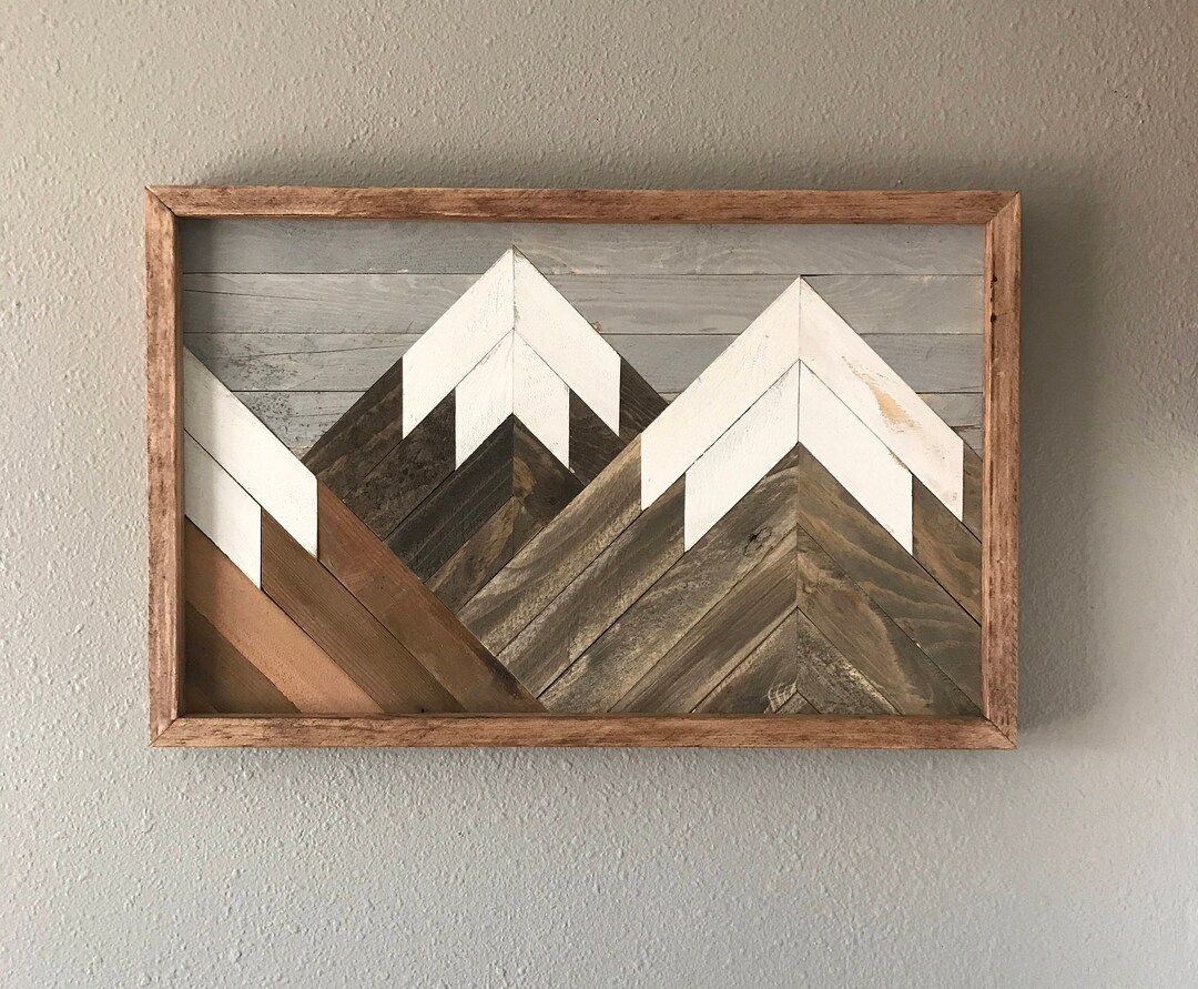 Rustic Mountain Wood Wall Decor, Modern Cabin Decor, Gift for Nature