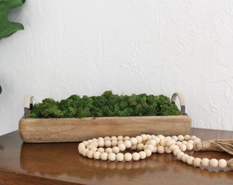 Housewarming Gift Table Decoration Moss Dough Bowl With Beaded Garland