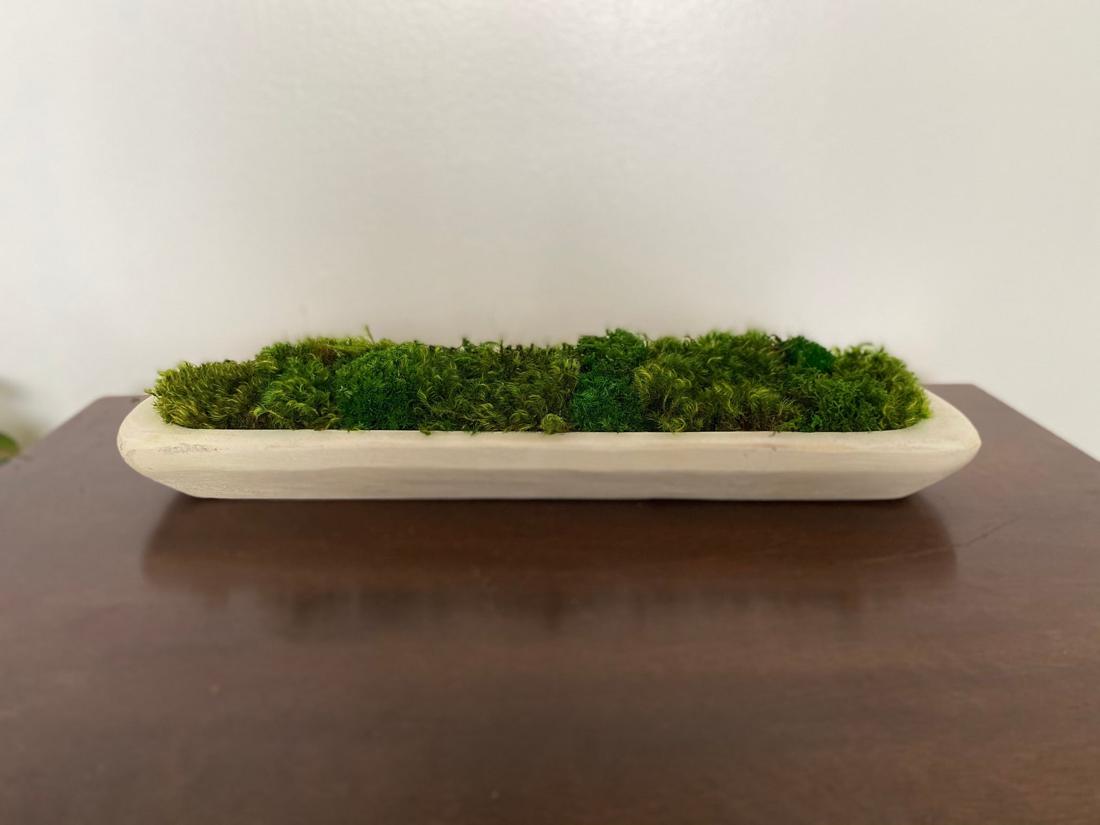 Dough Bowl Coffee Table Decor With Preserved Moss Rustic Home Etsy