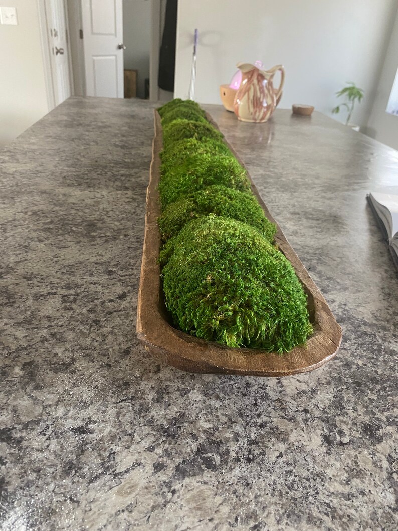 Moss Dough Bowl Table Centerpiece Preserved Moss Emerald Green Etsy