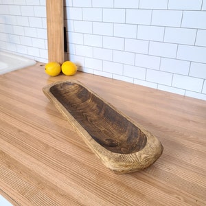 Wood Dough Bowl-Handmade Hand Carved Baguette Bowl 19 image 9