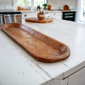 Extra Large Hand Carved Dough Bowl: Rustic Farmhouse Centerpiece