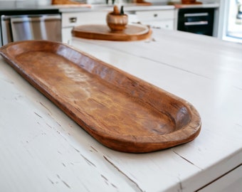 Extra Large Hand Carved Dough Bowl: Rustic Farmhouse Centerpiece