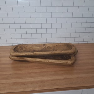 Wood Dough Bowl-Handmade Hand Carved Baguette Bowl 19 image 10