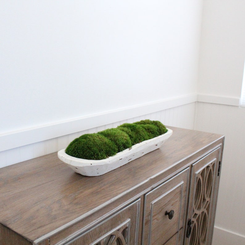 Preserved Moss White Dough Bowl Mood Moss Arrangement Etsy