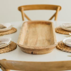 Large Wooden Tray Centerpiece for Dining Table | Extra Long Decorative Bowl |  Bowl for Home Decor | Fruit Bowl