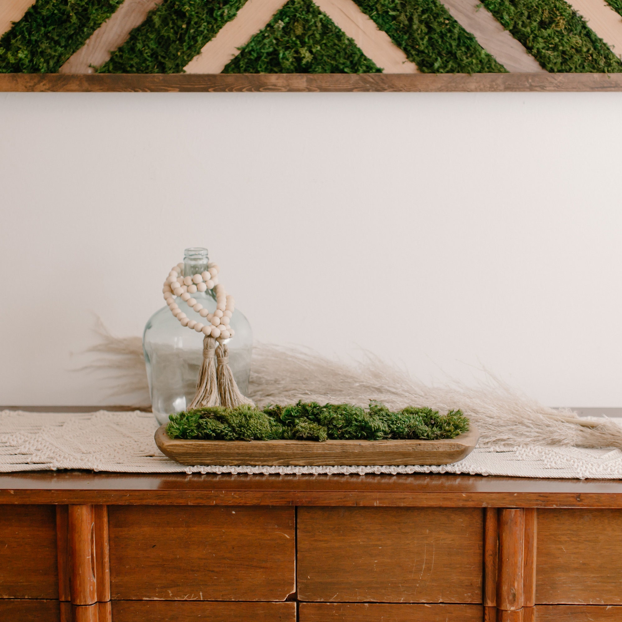 Preserved Moss & Wood Dining Table Centerpiece – Mossy Moss by Olia
