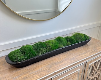 Hand-Carved Moss Dough Bowl, 30" Black Centerpiece