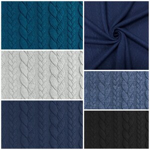 Plain cable knit jersey ideal for jumpers cardigans sweaters fabric m1659