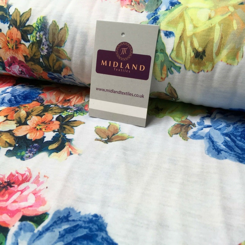 White Printed Cotton Jersey Dress Fabric 55 Wide Mk9238 Mtex Etsy UK