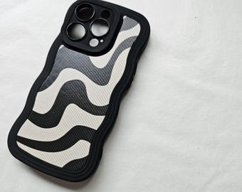 Wavy curvy stripey iPhone case - cloud phone case, iPhone 11 case, iPhone 15 PLUS case, 3D phone case