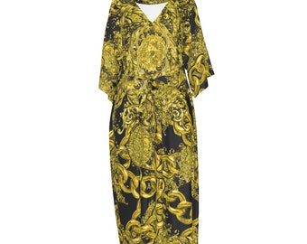 Women's baroque barocco floral geometric chain maxi long dress