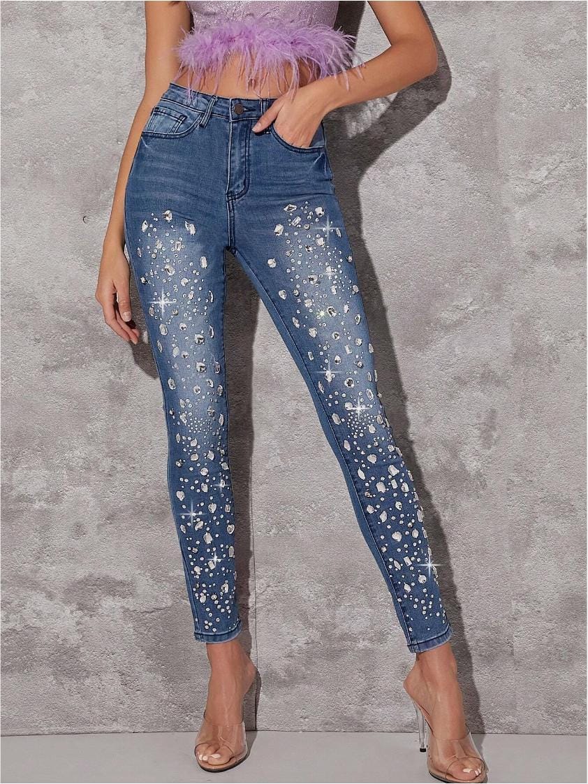 Buy Rhinestone Jeans Online In India - Etsy India 