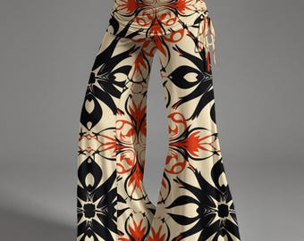 Women's High Waist Wide Leg Pants with Brilliant Geometric Print