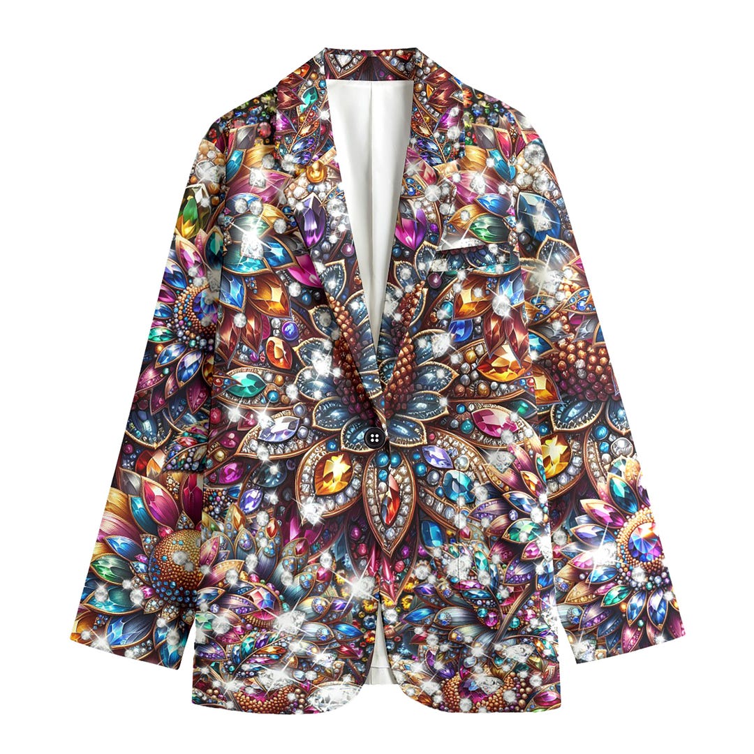Luxe Sparkling Jeweled Open Shoulder Blazer