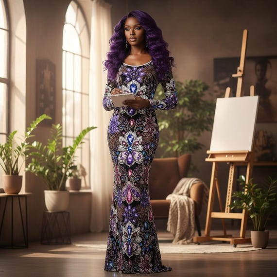 Women's Velvet Jeweled Print Wrap Maxi Dress | Luxury Velvet Rhinestone Print Robe Dress | Sparkling Rhinestone Maxi Dress Women's Velvet Jeweled Print Wrap Maxi Dress | Luxury Velvet Rhinestone Print Robe Dress | Sparkling Rhinestone Maxi Dress