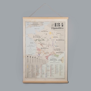 Vines map of France, map of French vineyards, old school map, Vineyards poster image 4