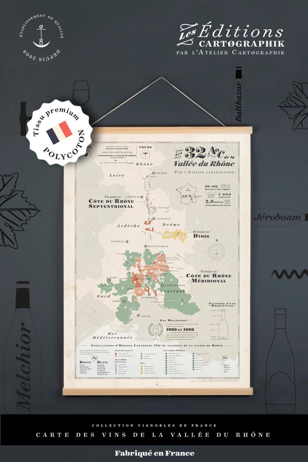 Mapa Roda No Mapa de los vinos del Ródano, mapa del valle del Ródano, mapa de las 32 ...