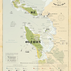 Carte de Charente Maritime, carte de l'île d'Oléron, carte de l'île de Ré, carte de la pêche à pied