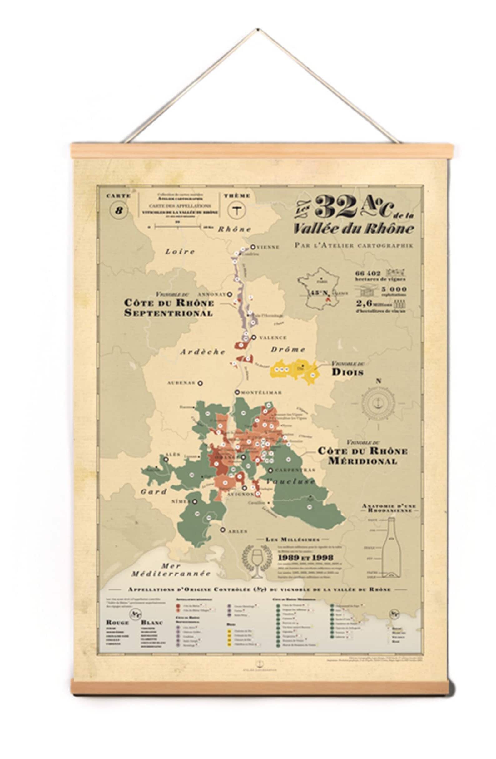 Mapa Roda No Mapa de vinos del Ródano, Mapa del valle del Ródano, Mapa de las 32 ...