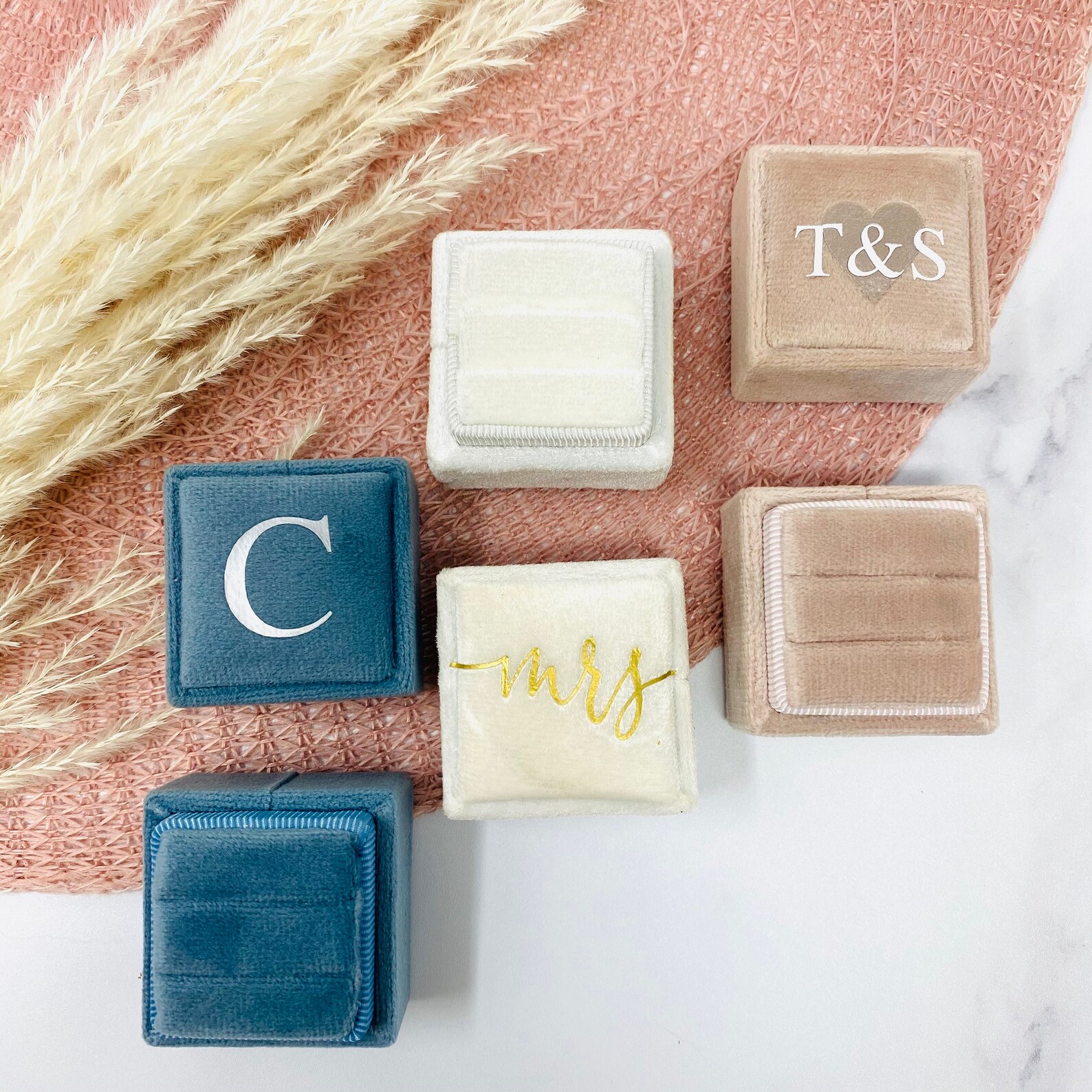 Samt Ringbox Hochzeit - 2 Fach Elegante Schmuckschatulle Für Verlobung