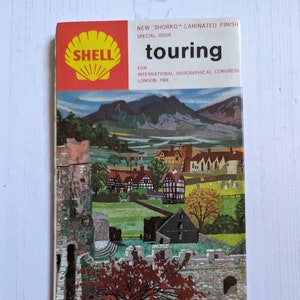 Shell Touring Map wurde 1964 den Teilnehmenden des Internationalen Geographischen Kongreßes der laminierten Vintage-Karte überreicht