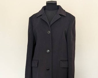 Ladies Wool & Cashmere Navy Blue Coat Made for Emirates Fully Lined Size 12 Women Girls