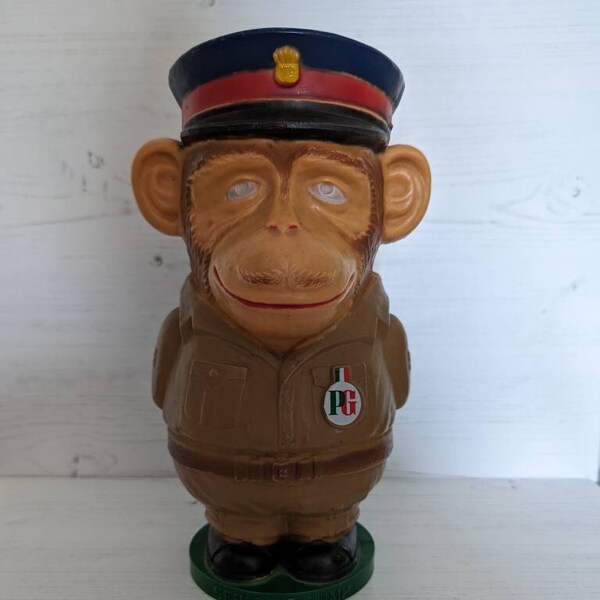 Jaren '70 PG Tips Sergeant Chimp Plastic Spaarpot Spaarpot Vintage Retro Nostalgie Geldbesparing