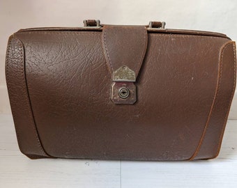 Vintage Brown Leather Briefcase Documents Case