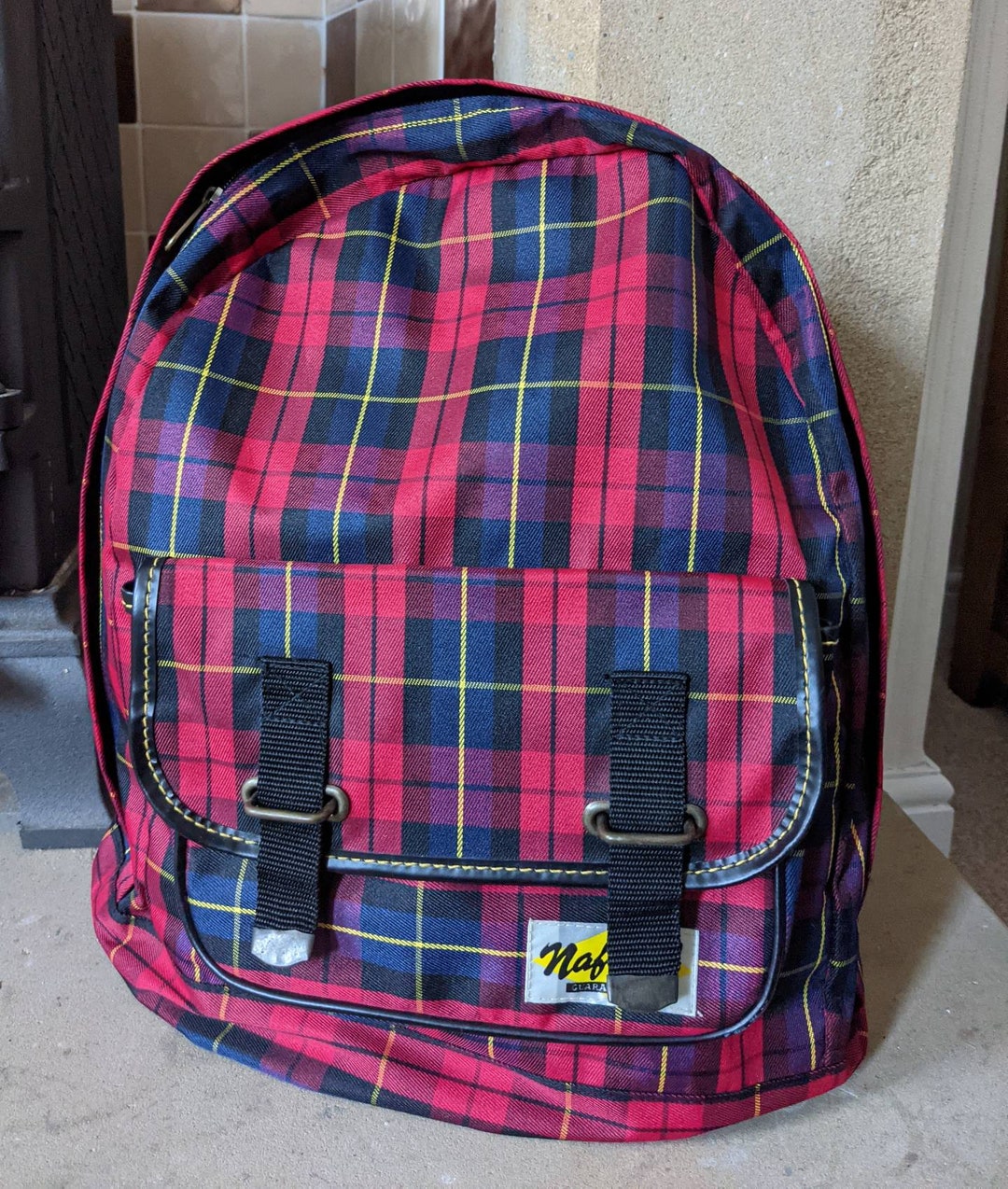 Nafnaf Tartan Backpack Rucksack School Bag Student Bag 1990s Napsack Knapsack Etsy