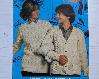 Original 3 Suisses Aran Knitting Pattern for Family Knitwear 1980s