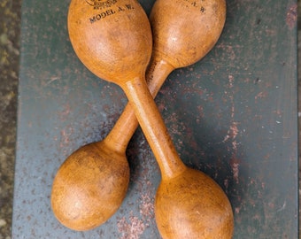 Pair Spalding Wooden Dumbbells 1910s-1920s Gym Decor Gym Gift Fitness Gift