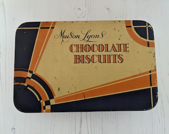 Art Deco Maison Lyons Schokoladenkekse Dose 1930er Jahre Vintage Tin Sammlerstück