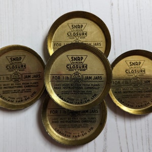 Vintage Graham Farish Jam Jar Lids: Mid-Century Metal Snap Closures x 5